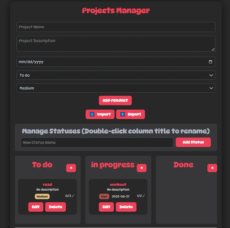 Projects manager projects manager screenshot , procrastination escape